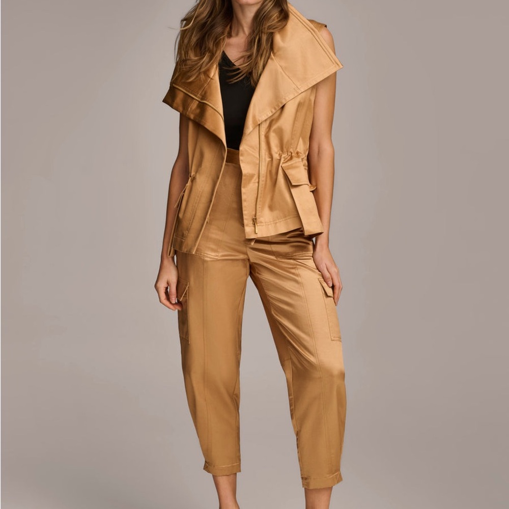 Donna Karan Tan Cropped Ankle Pants Set